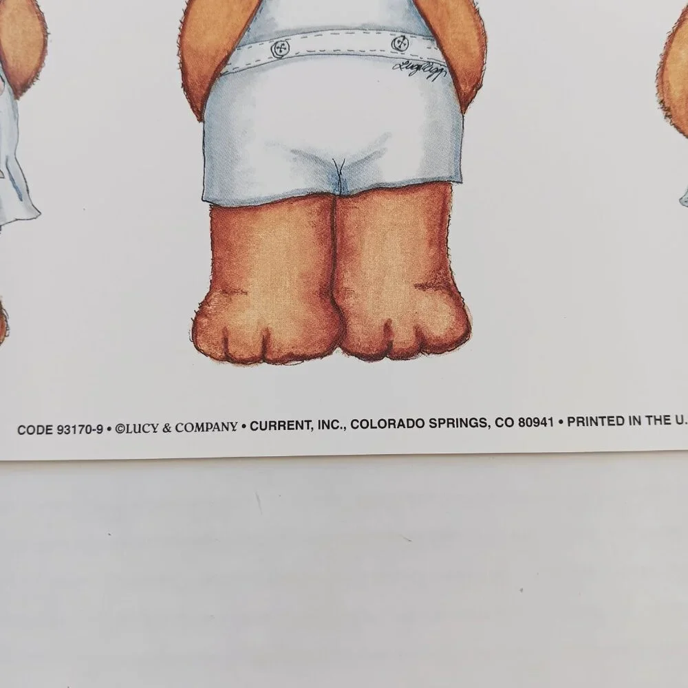 Current Lucy & Company Paper Doll Set Bears Family 6 Sheets in Folder
